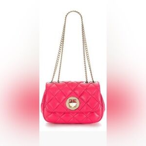 KATE SPADE Hot Pink Neon Quilted Leather Crossbody Shoulder Bag - LIKE NEW